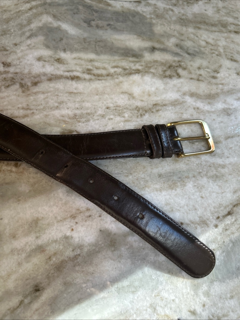 Coach Polished Cowhide Mens40 Brown Leather Brass Buckle USA Dress Belt 5800 y2k